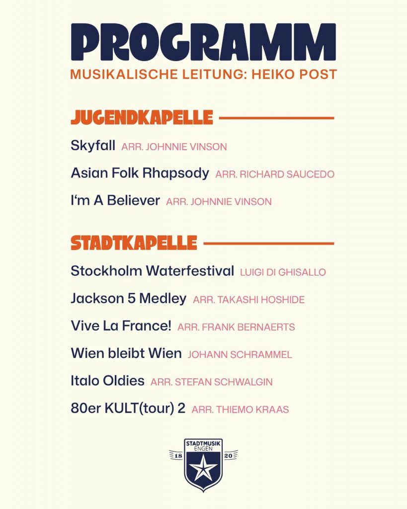 Frühjahrskonzert Stadtmusik Engen Andere Länder andere Sitten, Programm